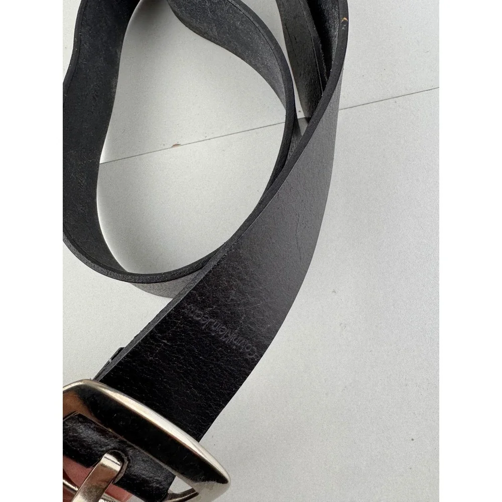 Calvin Klein Jeans Black‎ Leather Belt Silver Buckle Men Women Size Medium